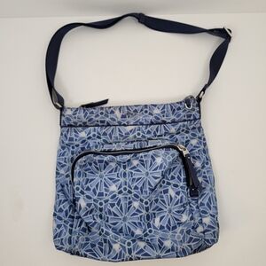 Tumi Voyageur Capri Blue Multi Tile Print Crossbody Travel Shoulder Bag Purse
